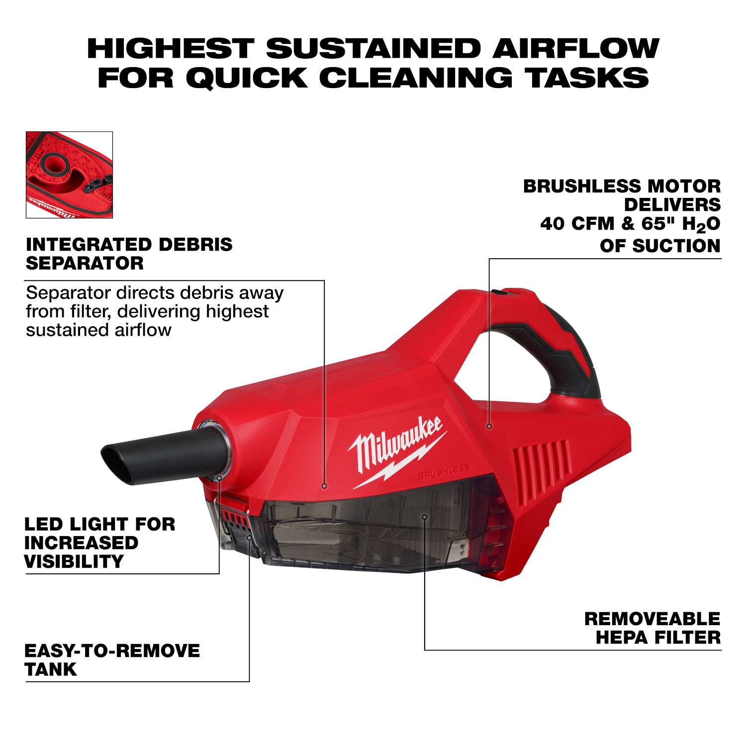 Milwaukee 0892-20 M18 Brushless Handheld Vacuum 5.0Ah Kit – Tool Nut