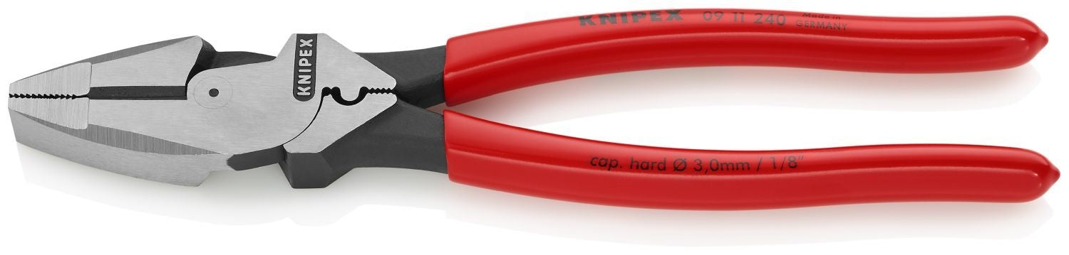 Knipex 09 11 240 High Leverage Lineman's Pliers New England with Fish Tape Puller & Crimper