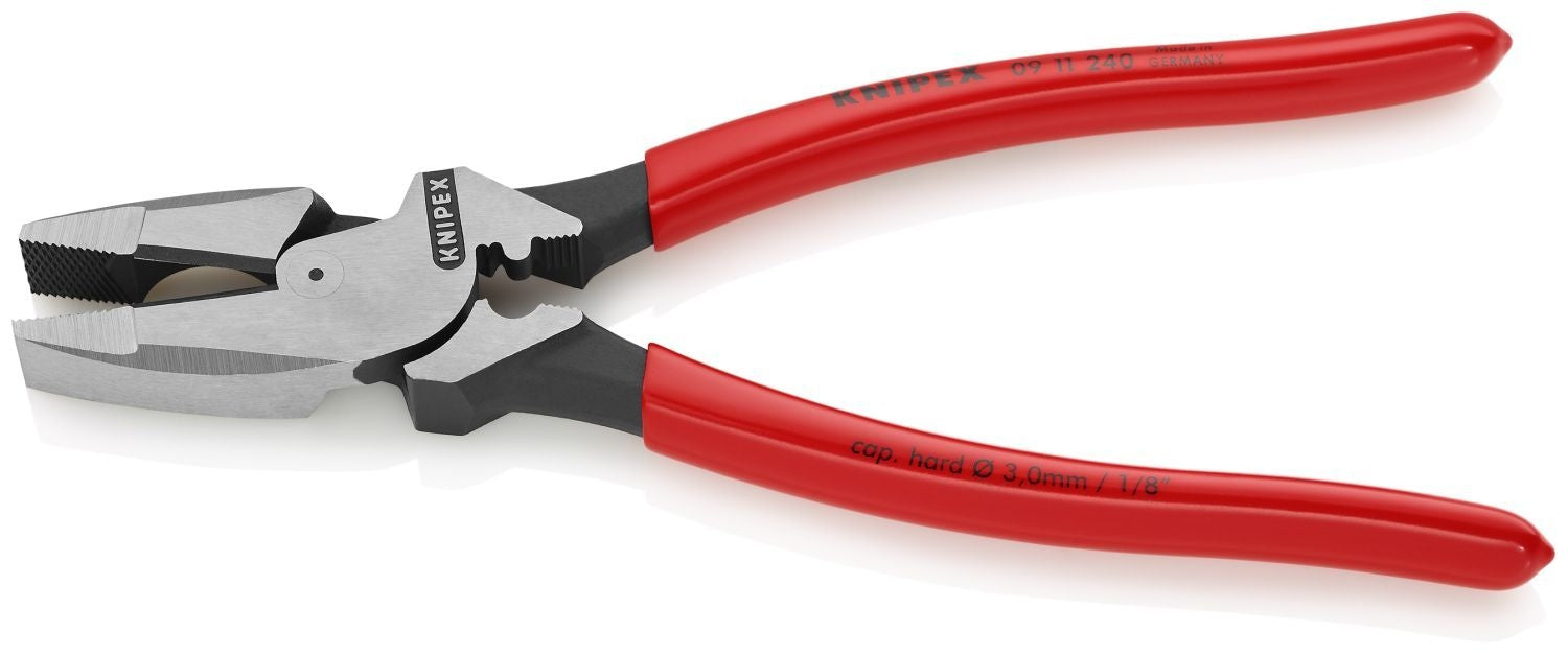 Knipex 09 11 240 High Leverage Lineman's Pliers New England with Fish Tape Puller & Crimper