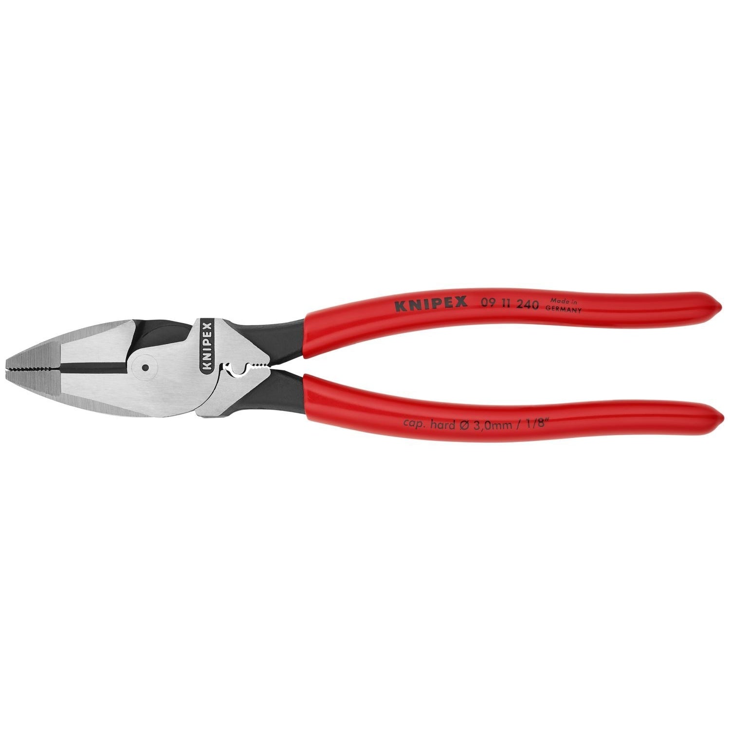 Knipex 09 11 240 High Leverage Lineman's Pliers New England with Fish Tape Puller & Crimper