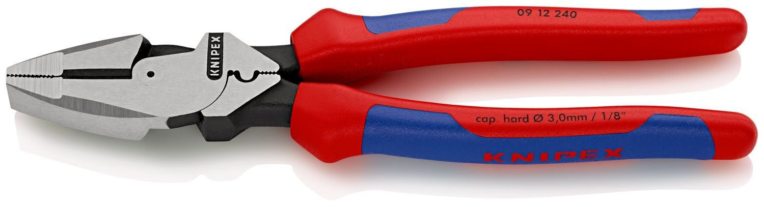 Knipex 09 12 240 High Leverage Lineman's Pliers New England with Fish Tape Puller & Crimper