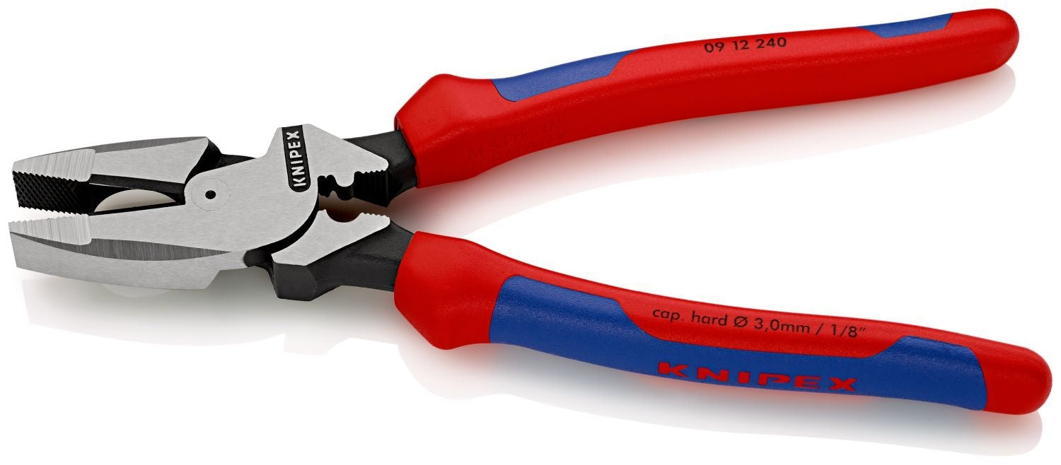 Knipex 09 12 240 High Leverage Lineman's Pliers New England with Fish Tape Puller & Crimper