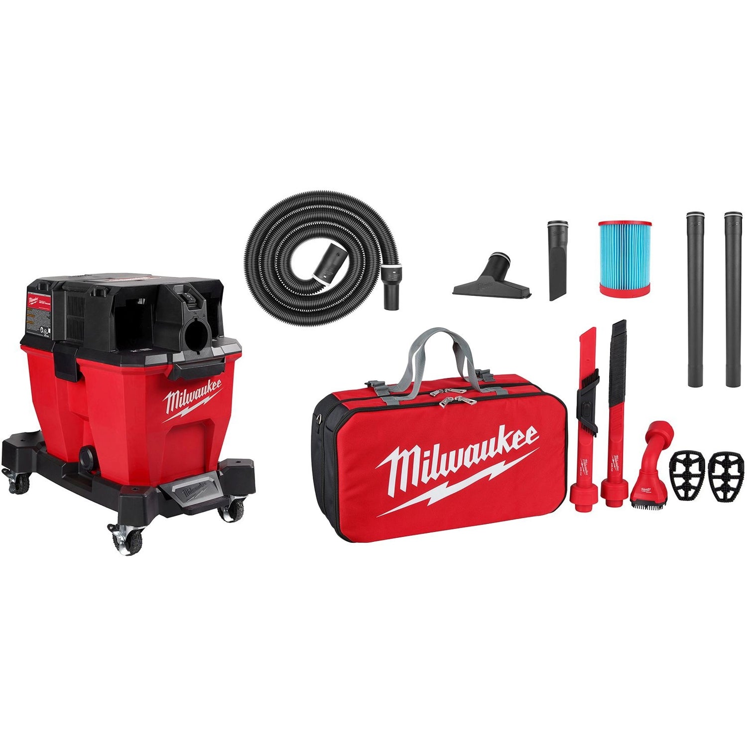 Milwaukee 0920-20 M18 FUEL 9-Gallon Dual-Battery Wet/Dry Vacuum with AIR-TIP 3-Piece Automotive Vacuum Tool Kit