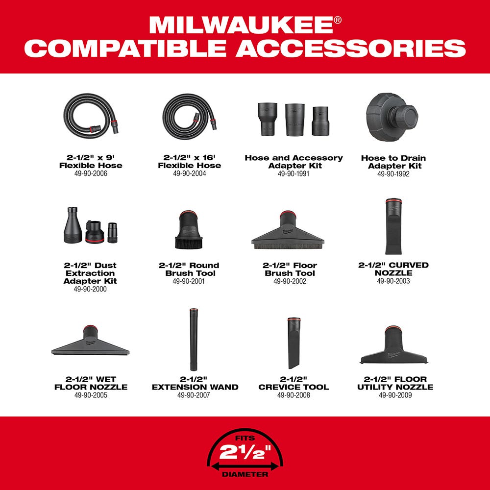 Milwaukee 0930-22HD M18 FUEL 12-Gallon Dual-Battery Wet/Dry Vacuum Kit