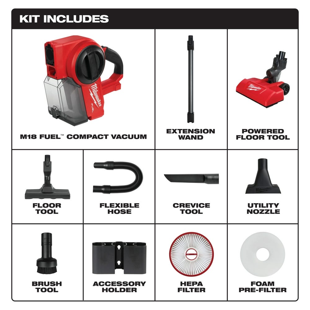 Milwaukee 0940-20 M18 FUEL Compact Vacuum, Tool Only