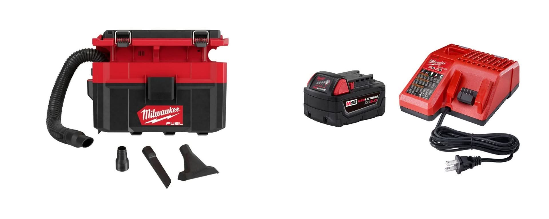 Milwaukee M18 FUEL PACKOUT 2.5 Gallon Wet/Dry HEPA Vacuum with XC5.0 System Starter Kit