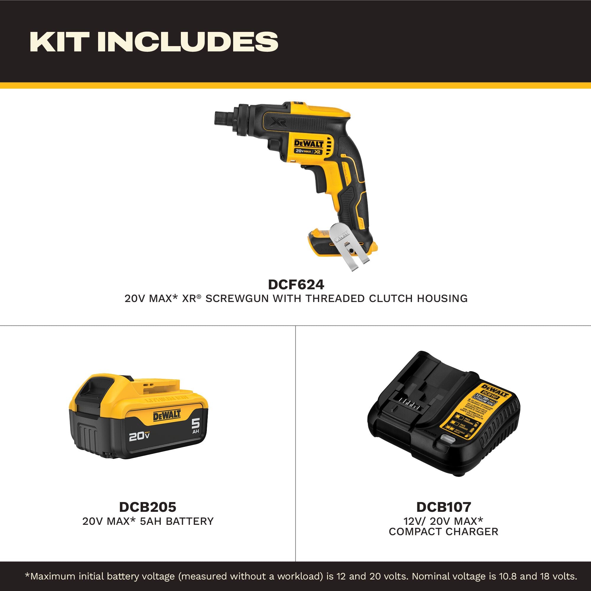 DEWALT 20V MAX* XR Screw Gun Kit with Threaded Clutch Housing