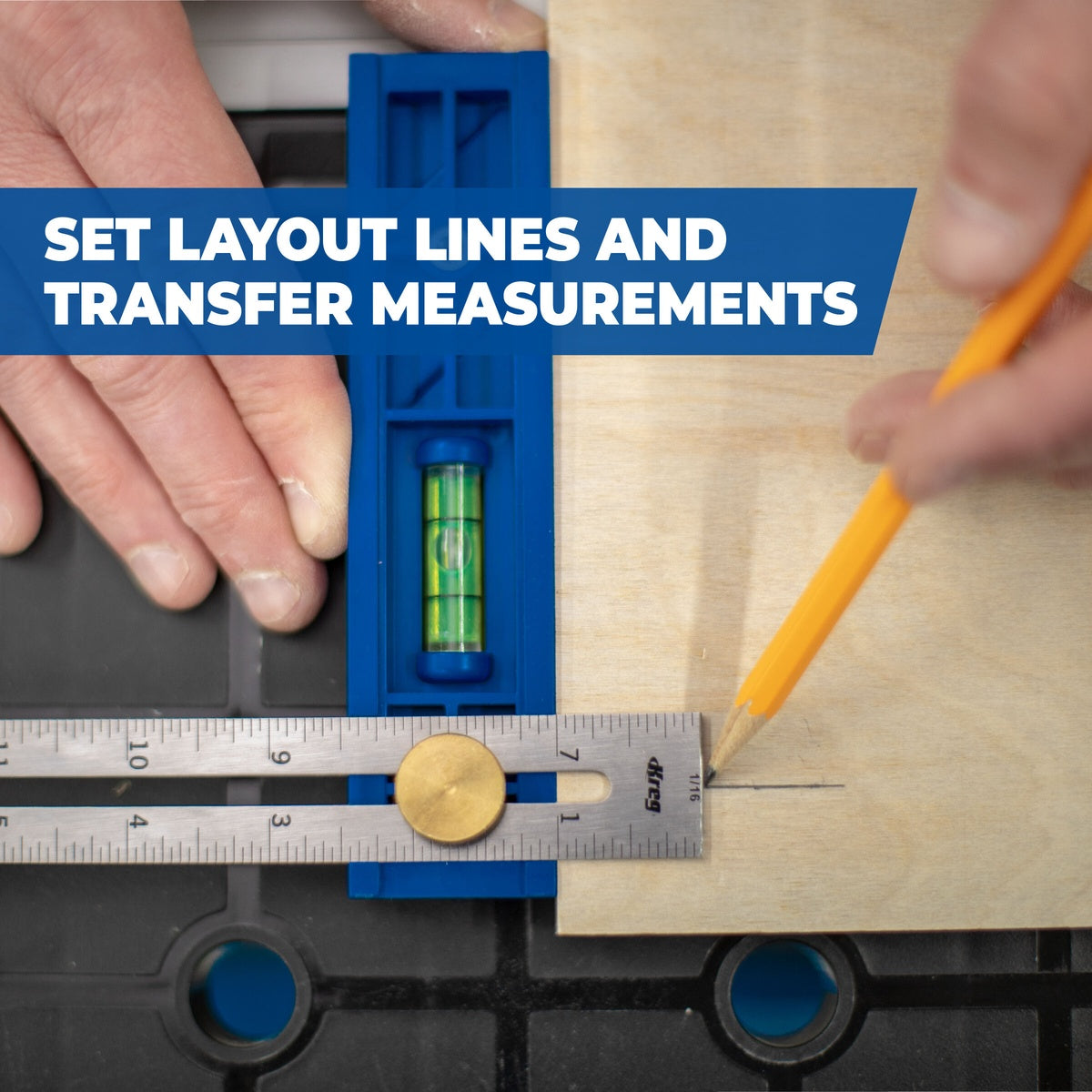 Kreg Multi-Mark Imperial and Metric Measuring and Layout Tool with Built-In Level (KMA2900)