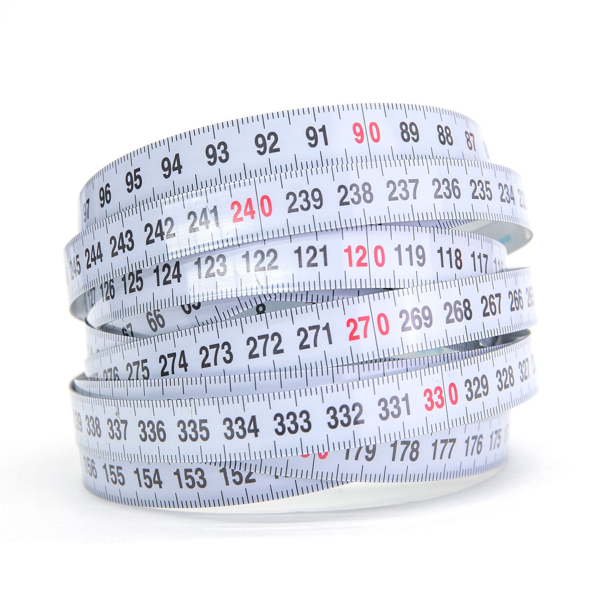 Kreg KMS7728 3.5-Meter Self-Adhesive Measuring Tape - Right to Left coiled for bench and fence layout use in a woodworking shop