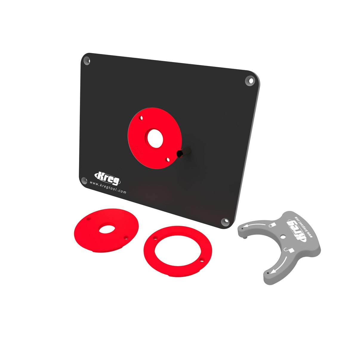 Kreg PRS4034 Precision Router Table Insert Plate - Predrilled for Triton with reducing rings for accurate woodworking and router table bit clearance control