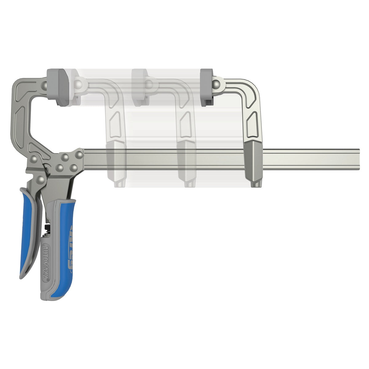 Kreg Auto-Adjust Bar Clamp - 8 in. movable jaw and bar detail for adjusting clamp position during woodworking and assembly tasks