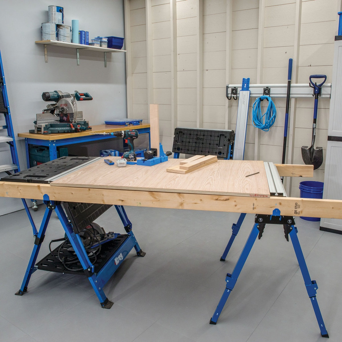 Kreg Track Horse 1,100 lb. Adjustable Sawhorse Work Support with Bench Clamp (KWS500)