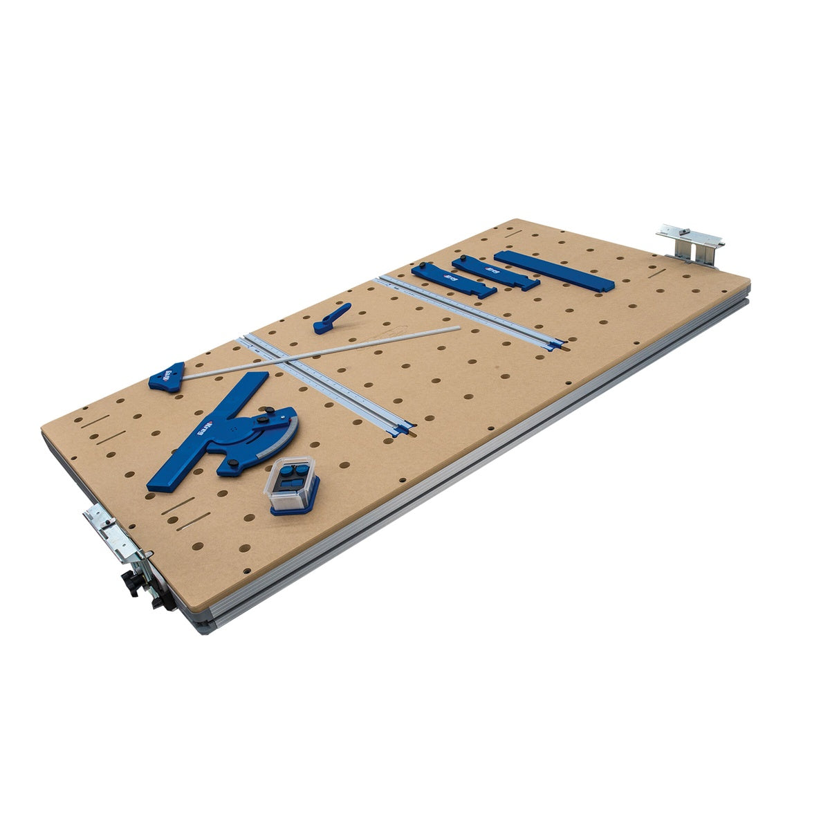 Kreg ACS-TTOP Adaptive Cutting System Project Table Top showing integrated rulers guides and stops for accurate crosscut and rip cut setup on woodworking materials
