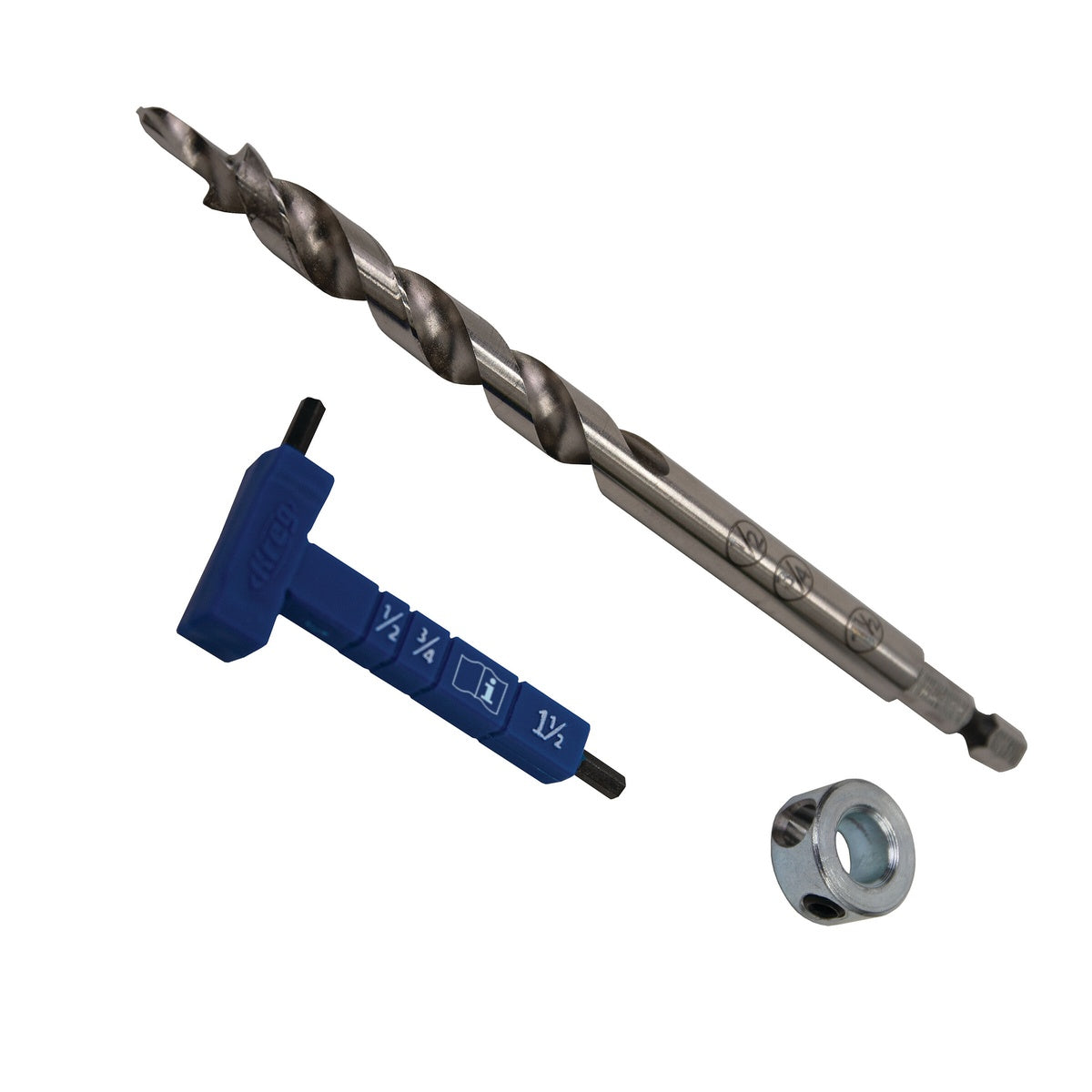 Kreg Easy-Set 1/4 in. Hex-Shank Pocket-Hole Drill Bit Accessory Kit with Stop Collar and Gauge/Hex Wrench (KPHA308)