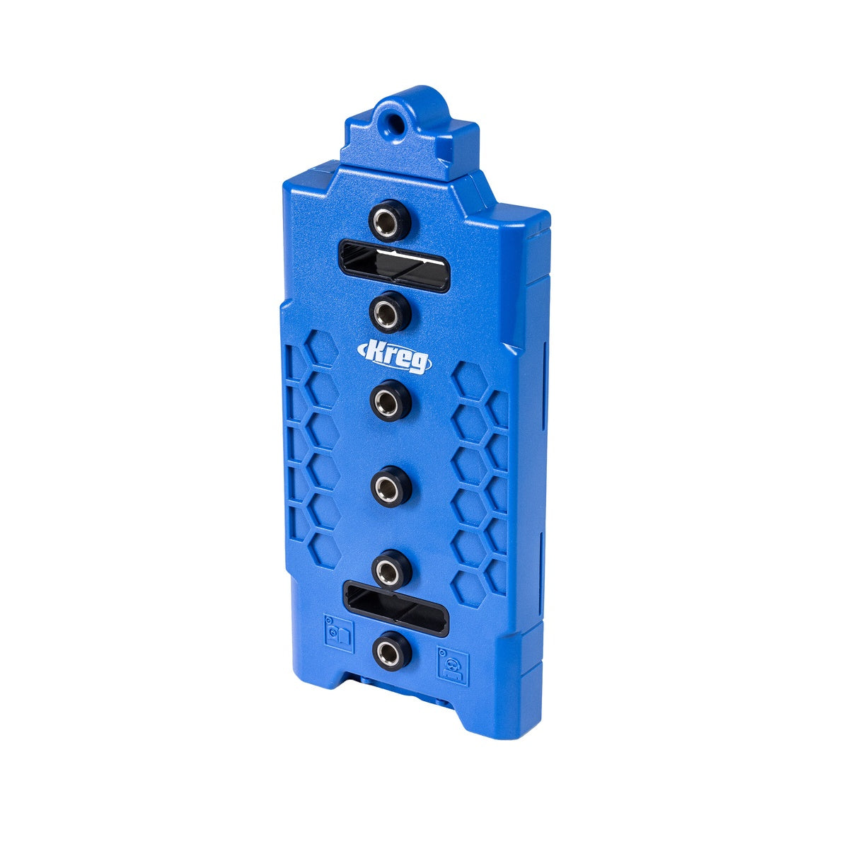 Kreg KMA3225 Shelf Pin Jig 1/4 in product view showing the shelf pin drilling jig body with hardened steel drill guides for cabinet and furniture shelf hole layout