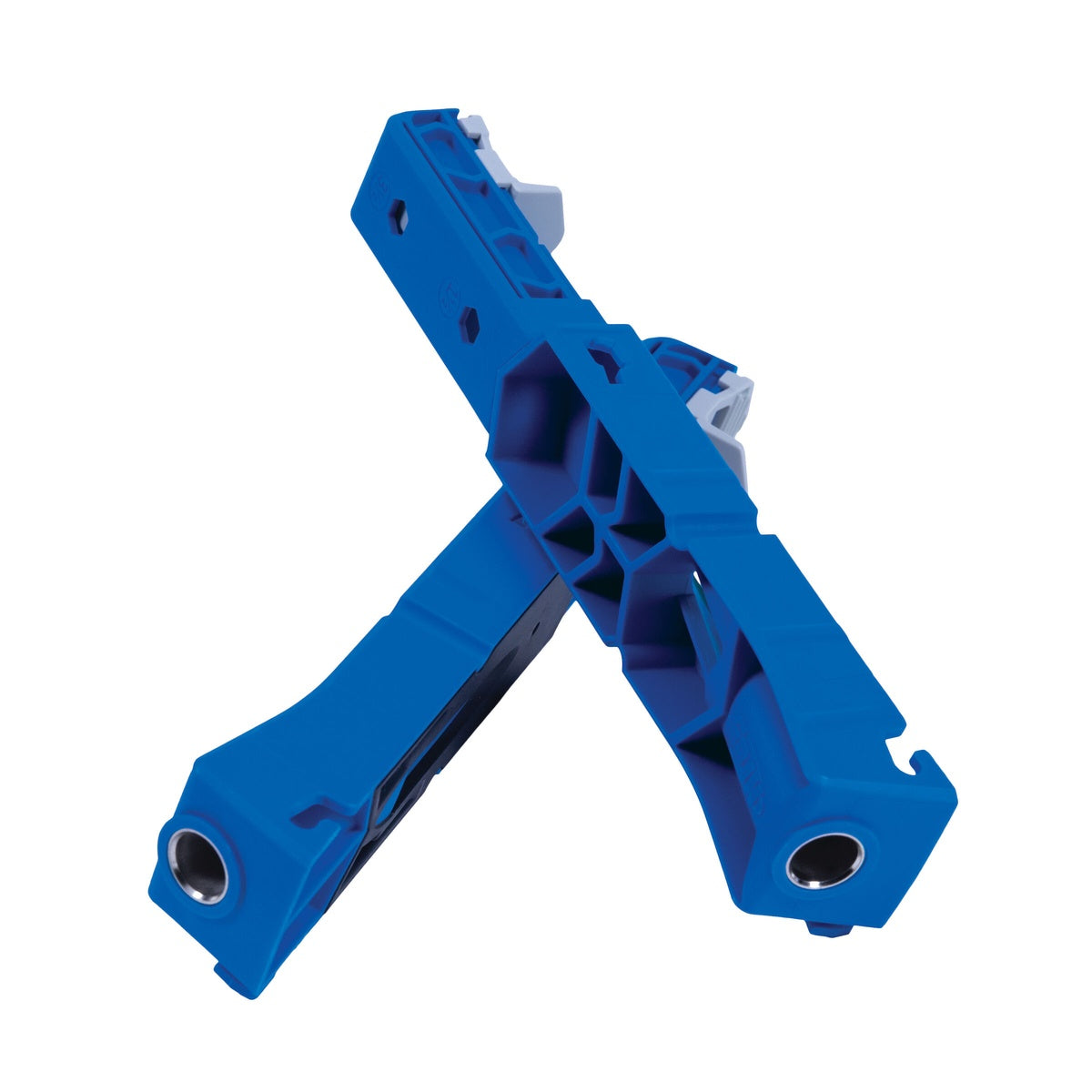 Kreg KPHJ920 Pocket-Hole Jig XL drill guides separated for adjustable pocket-hole spacing on large lumber in a woodworking setup