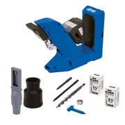 Kreg Pocket-Hole Jig 720 pocket-hole jig with included drill bit, square driver bit, stop collar, dust collection adapter, and sample screws for woodworking joinery setup
