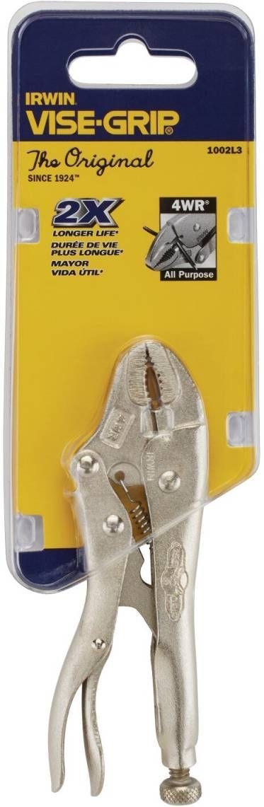 Irwin 1002L3 VISE-GRIP Original Curved Jaw Locking Pliers with Wire Cutter 4-in.