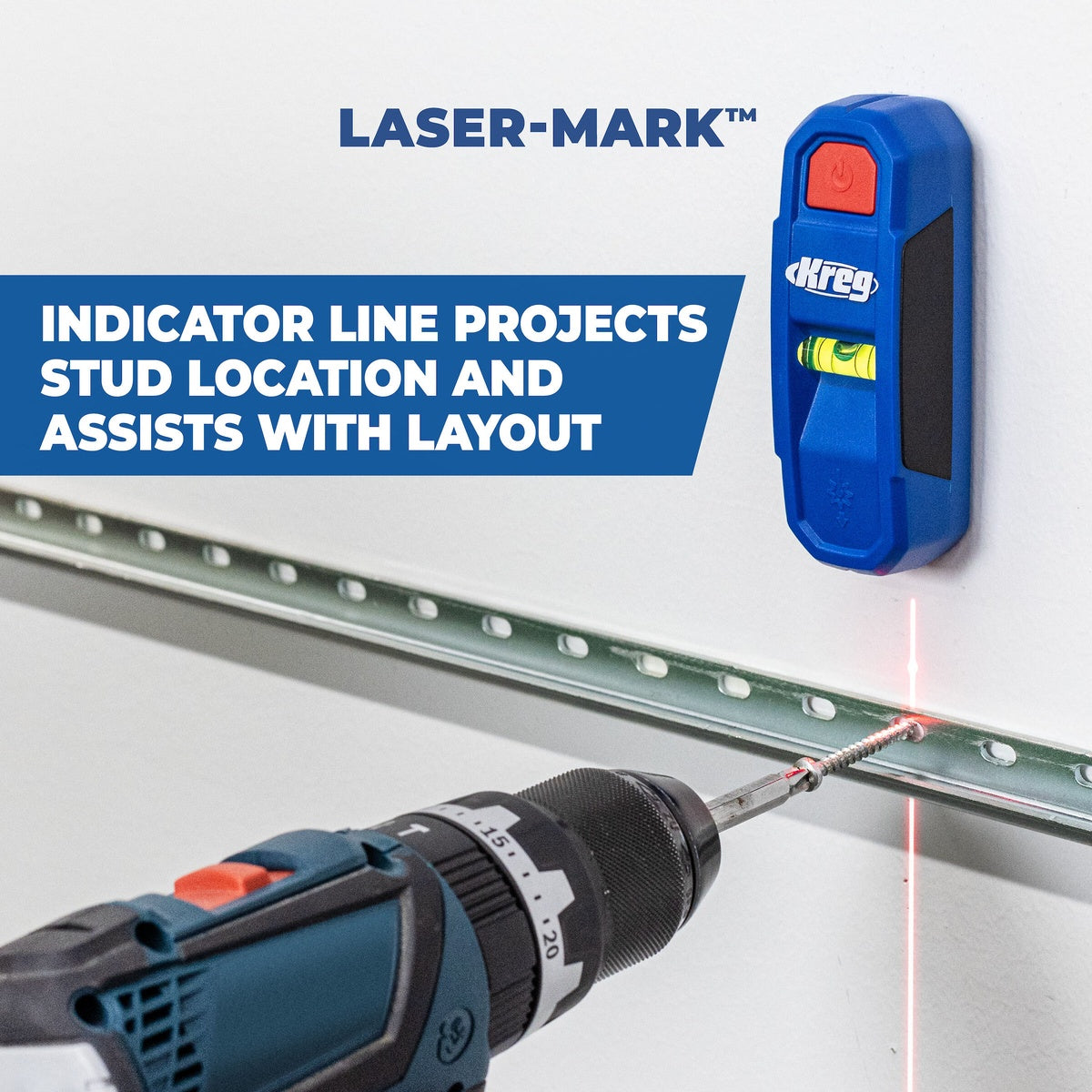 Kreg LASER-MARK Magnetic Stud Finder with Laser Marker and Bubble Level (KMM1000LZ)