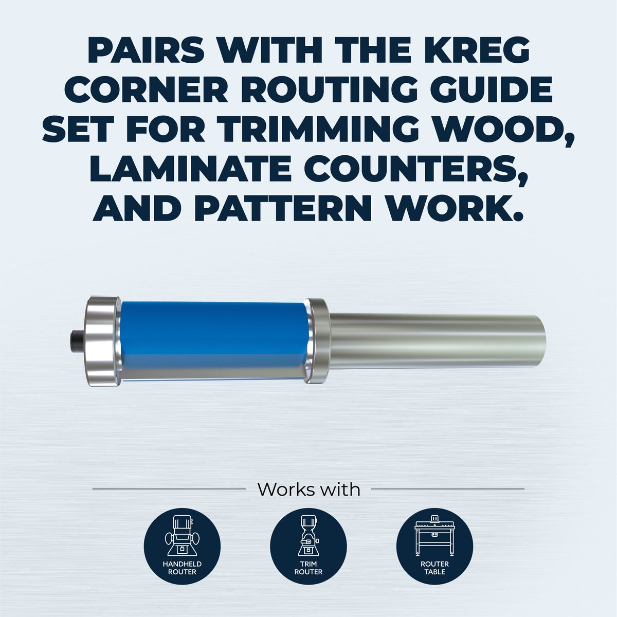 Kreg Tool 1/2-in. Flush Trim Router Bit with Dual Bearings for Corner Routing Guide (PRS500)