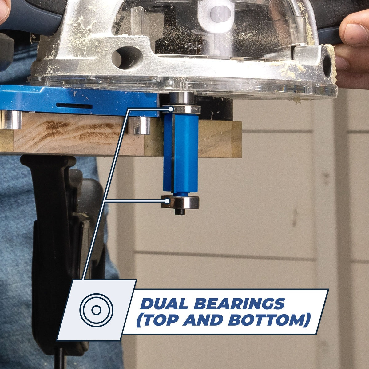 Kreg Tool 1/2-in. Flush Trim Router Bit with Dual Bearings for Corner Routing Guide (PRS500)