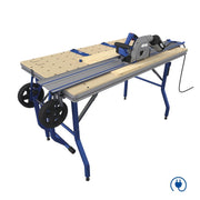 Kreg Tool ACS3100 Adaptive Cutting Plunge-Cut Track Saw Master Kit set up on the project table for guided plywood and board cutting in a workshop