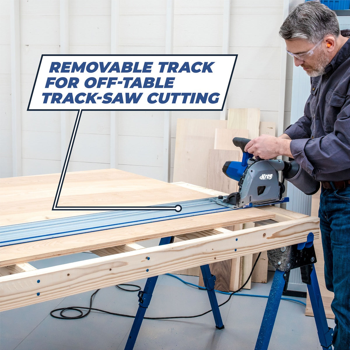 Kreg Tool 12 Amp 62-in. Corded Plunge-Cut Track Saw Master Kit with Project Table (ACS3100)