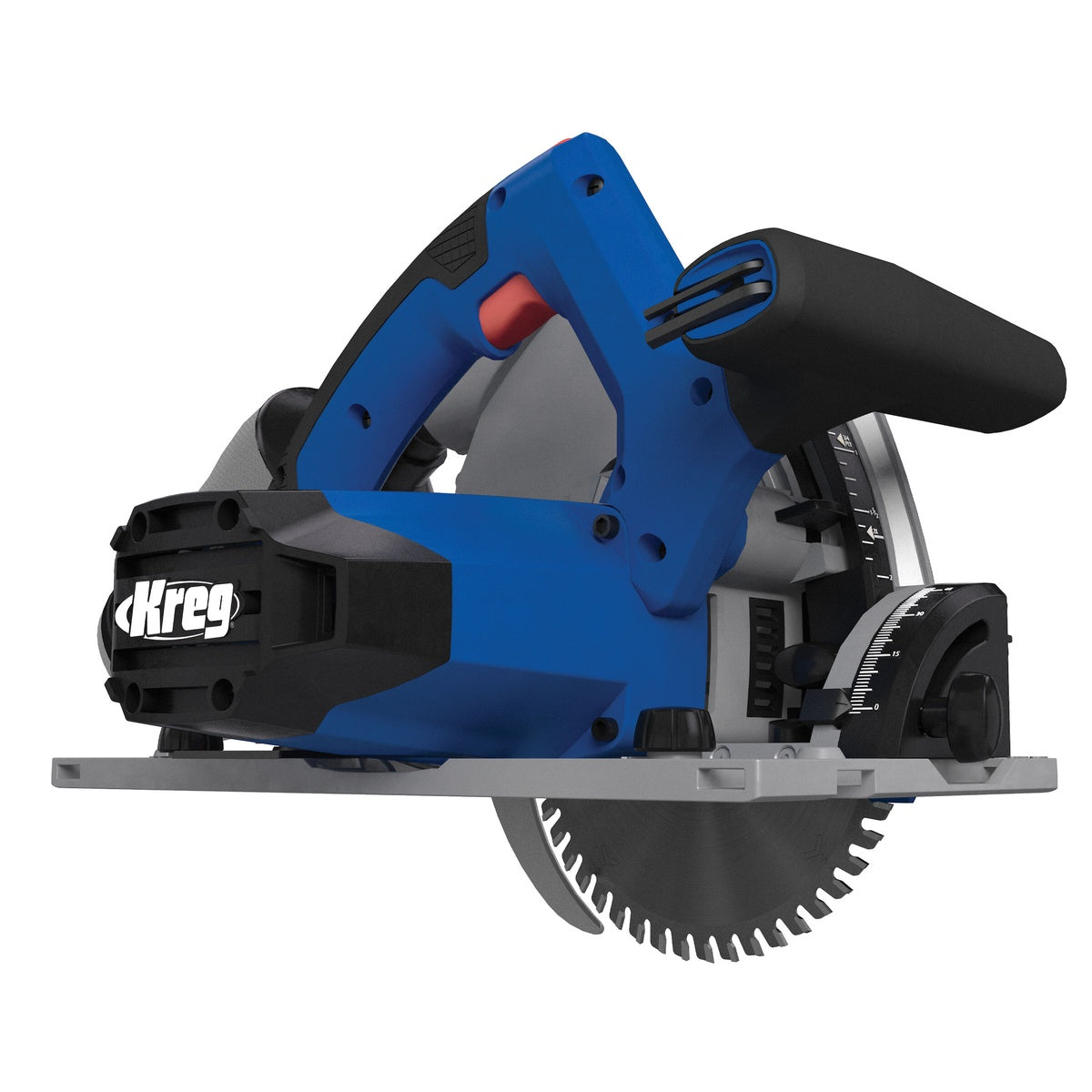 Kreg Tool ACS-SAWBB Adaptive Cutting Plunge-Cut Track Saw, Tool Only side view showing the blade-left layout and bevel controls for precise woodworking cuts