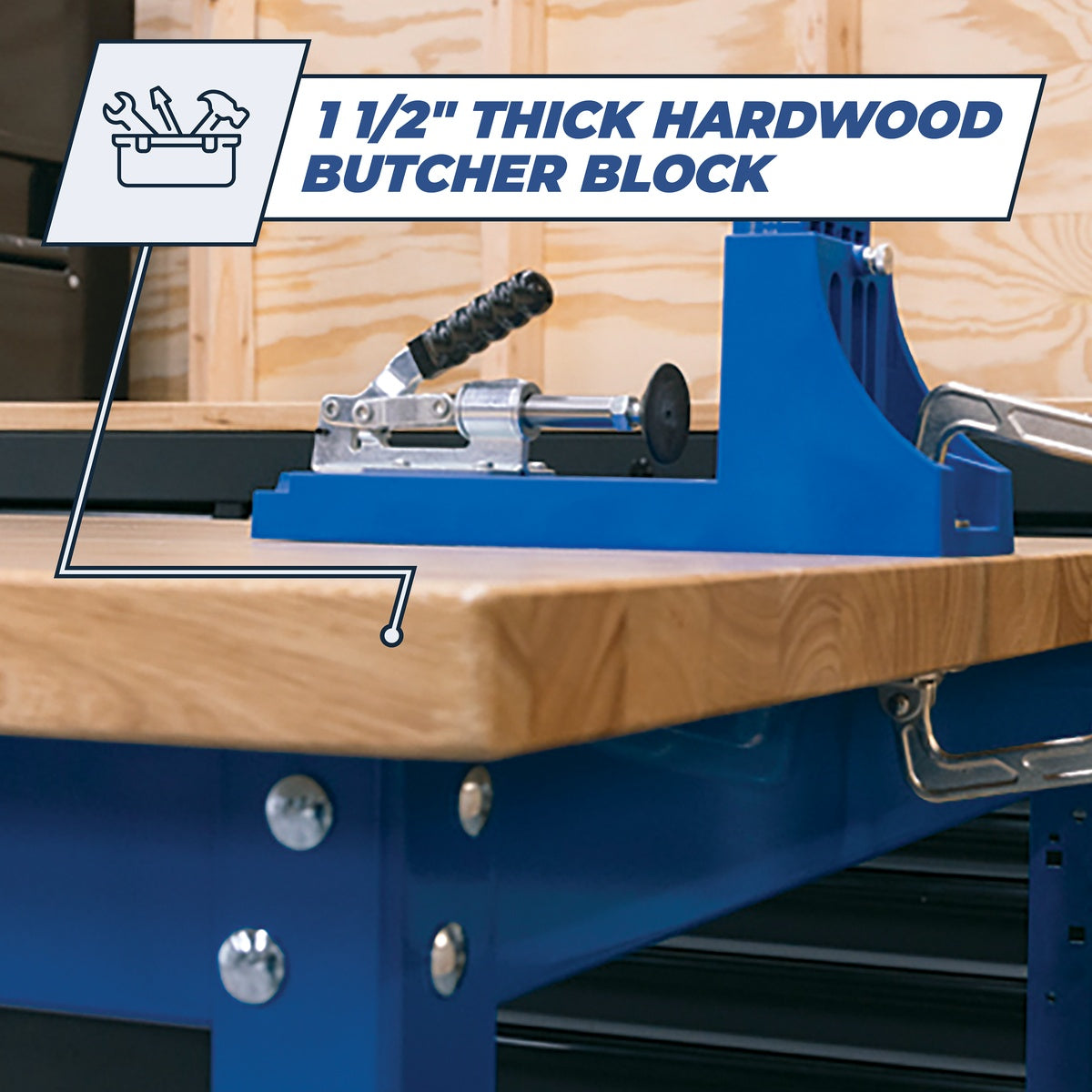 Kreg Tool 24-in. x 68-in. Hardwood Butcher Block Bench Top with 3/4-in. Dog Holes (HWBT-6824-DH)