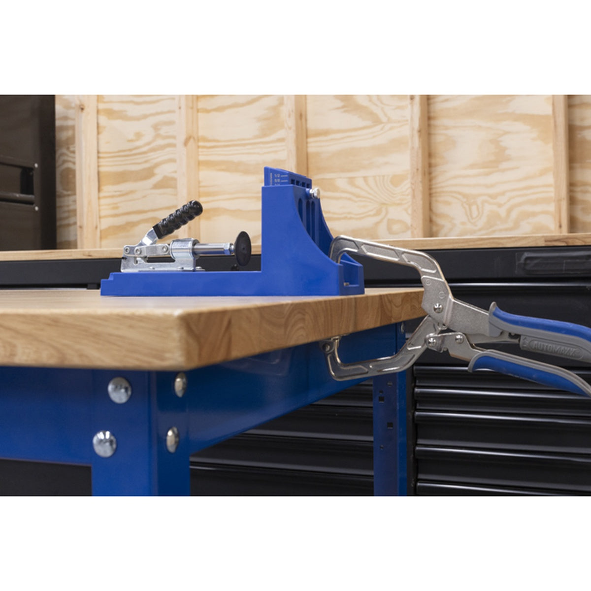 Kreg Universal Bench with Hardwood Top 24 inch x 48 inch supporting clamping and jig work in a woodworking shop