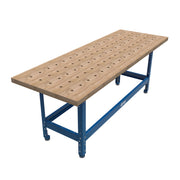 Kreg Universal Bench with Hardwood Top 24 x 68 with Dog Holes workbench surface with precision-machined dog holes for woodworking clamping and assembly in a shop