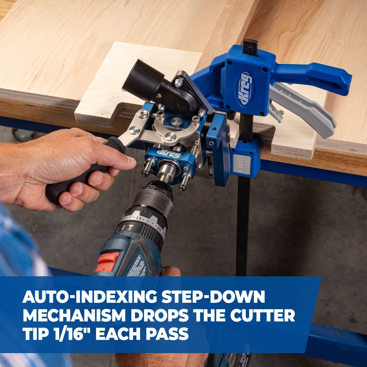 Kreg MortiseMate Loose Tenon Jig with 6 mm Mortising Cutter for Drill-Powered Wood Joinery (KLTJ100)