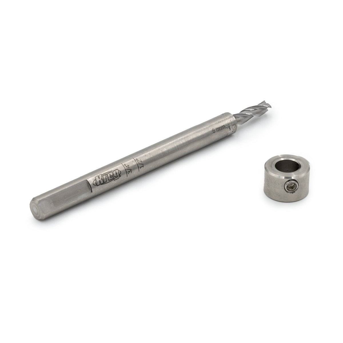 Kreg Tool KLTJC-M06 MortiseMate 6mm Mortising Cutter with stop collar for woodworking loose tenon mortises on a bench setup