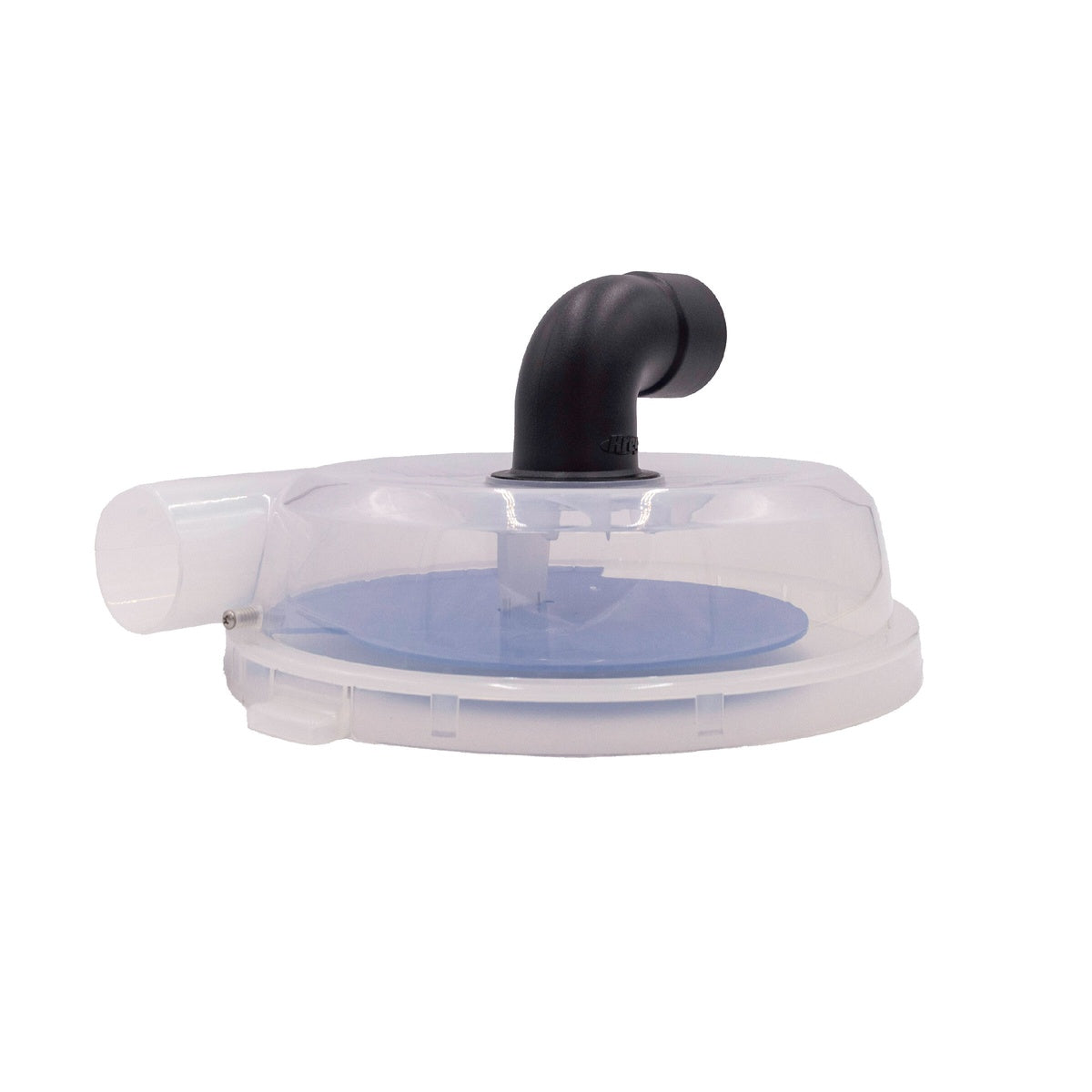 Kreg KWS-DS100 Dust Separator transparent top with swivel elbow for shop vacuum dust collection on a 5 gallon bucket in a woodworking shop