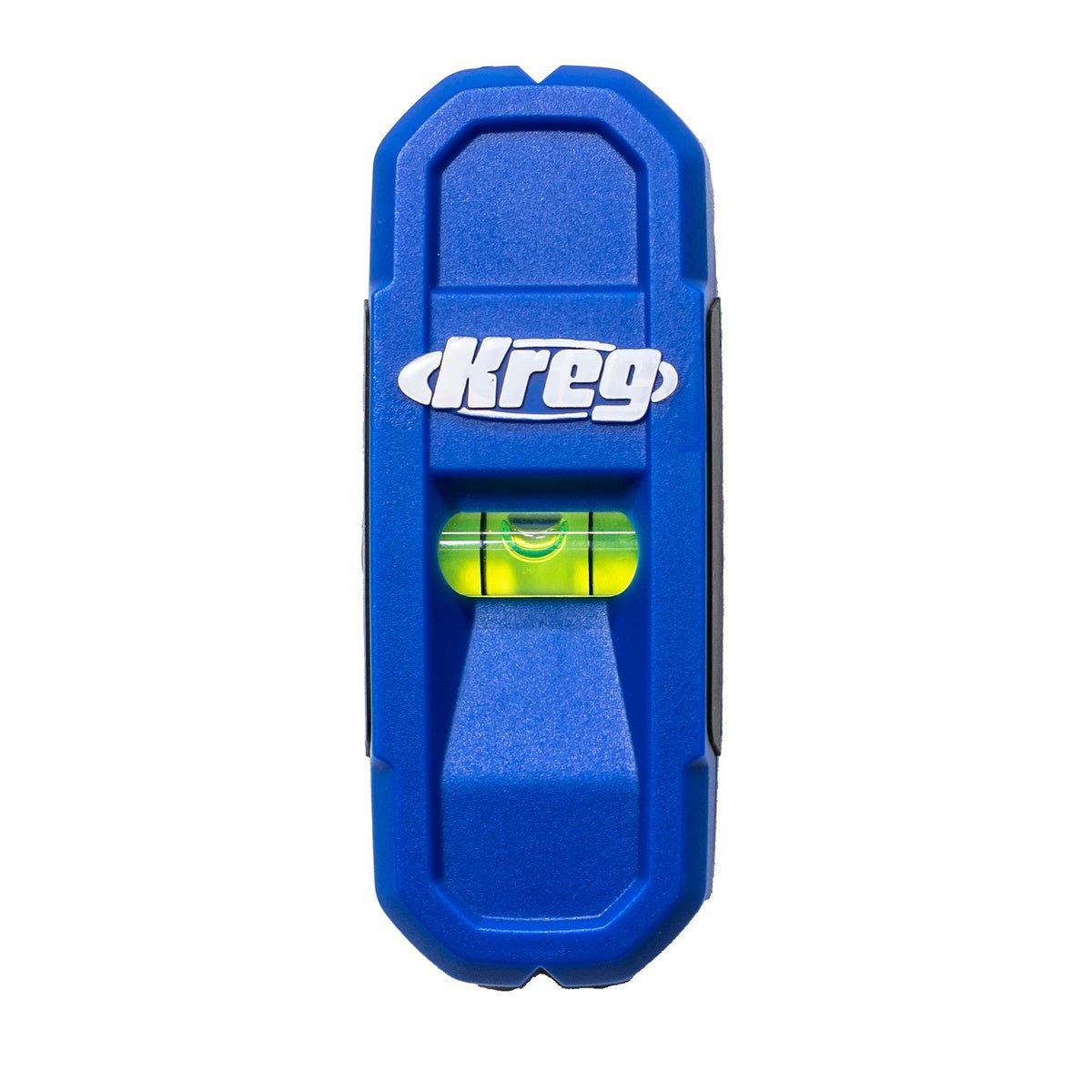 Kreg Tool KMM1000 Magnetic Stud Finder front view with integrated bubble level for wall stud locating and hanging shelves or cabinets