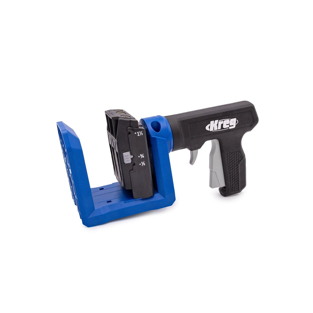 Kreg Pocket-Hole Jig 520PRO portable pocket-hole jig positioned on a wood project setup for pocket-hole joinery work in a shop or jobsite context