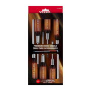Vessel 1006PBU premium wood handle tang-thru screwdriver set, 6-piece