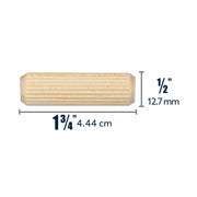 Kreg KD500-20 Fluted Wood 1/2 in. Dowel Pins, 20-Pack single hardwood dowel showing 1/2 inch diameter and 1-3/4 inch length for woodworking joints