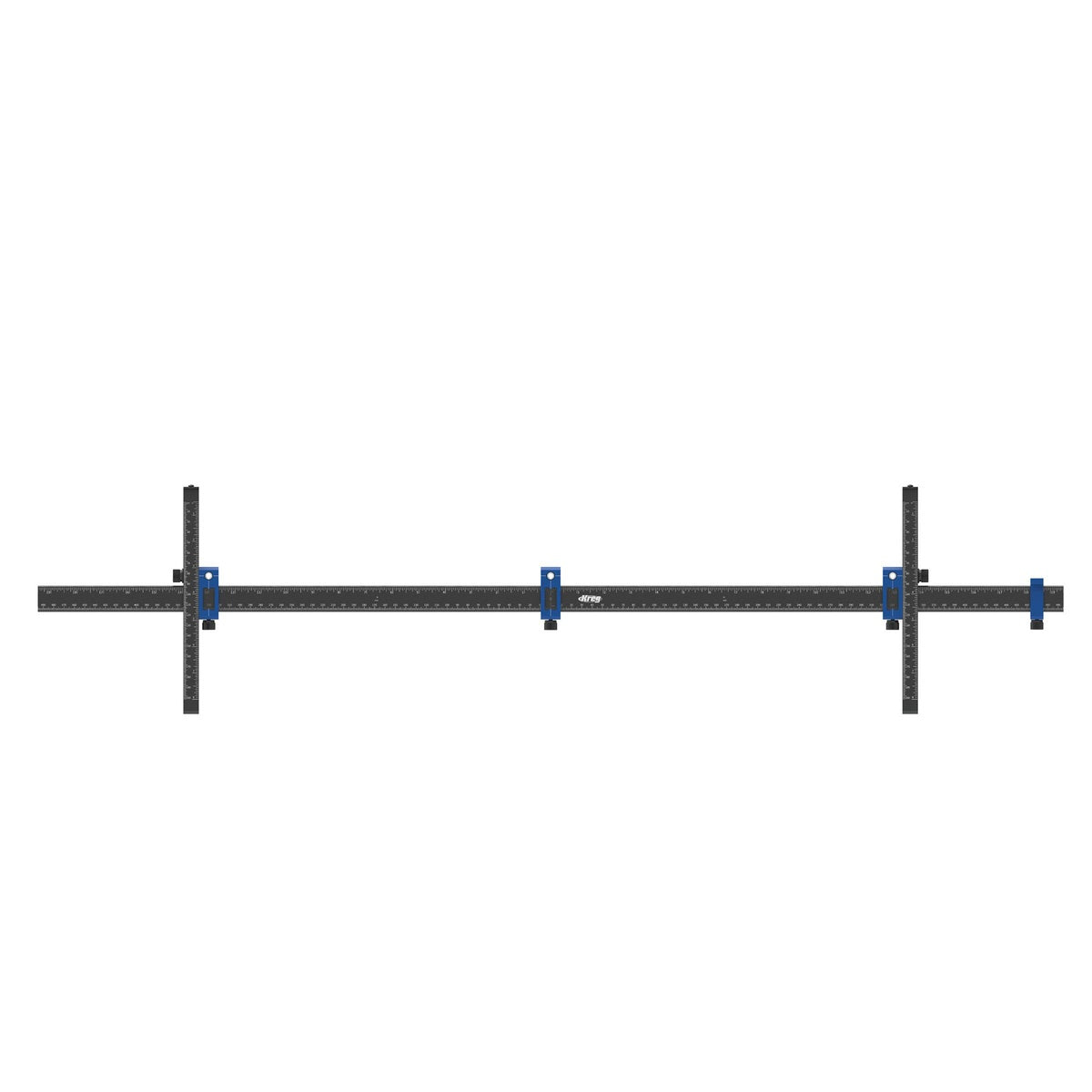 Kreg KHI-PULLPROXL Cabinet Hardware Jig Pro XL set up for wide cabinet pull spacing on a long horizontal bar for cabinet door and drawer hardware installation