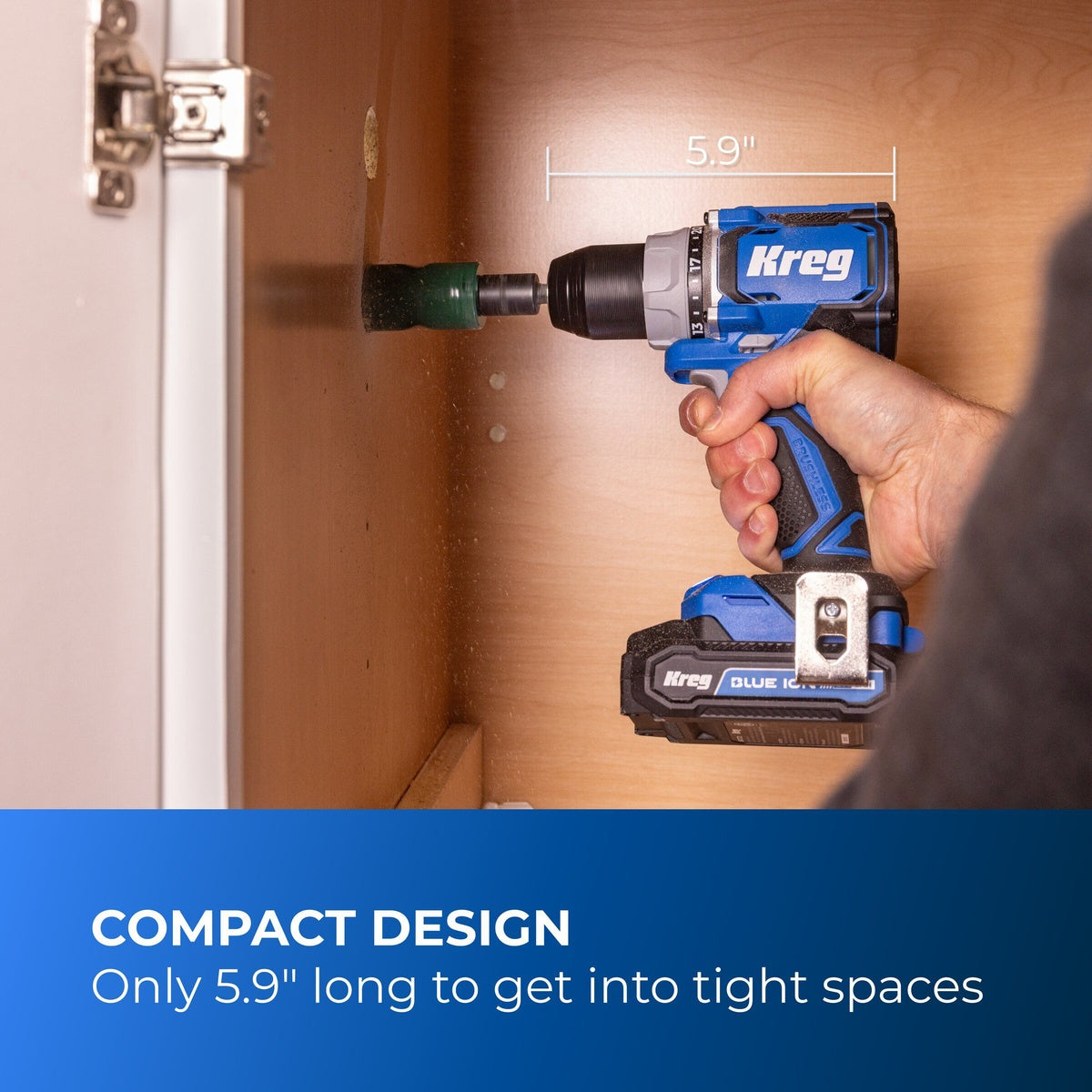 Kreg 20V Ionic Drive 1/2-in. Cordless Compact Drill Driver 2.0Ah Kit + Pocket-Hole Jig with VersaGrip Clamp