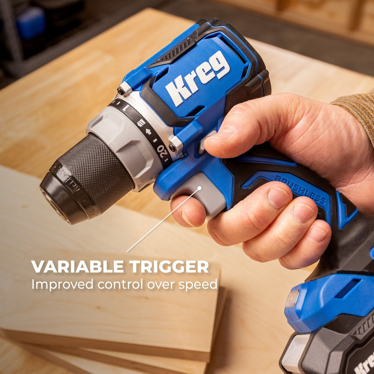 Kreg 20V Ionic Drive 1/2-in. Cordless Compact Drill Driver 2.0Ah Kit + Pocket-Hole Jig with VersaGrip Clamp