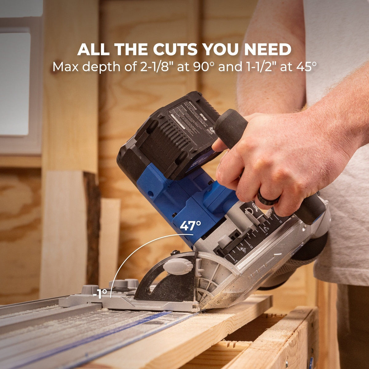 Kreg 20V Ionic Drive 6-1/2-in. Cordless Plunge-Cut Track Saw 4.0Ah Kit (KPTBPS100A)