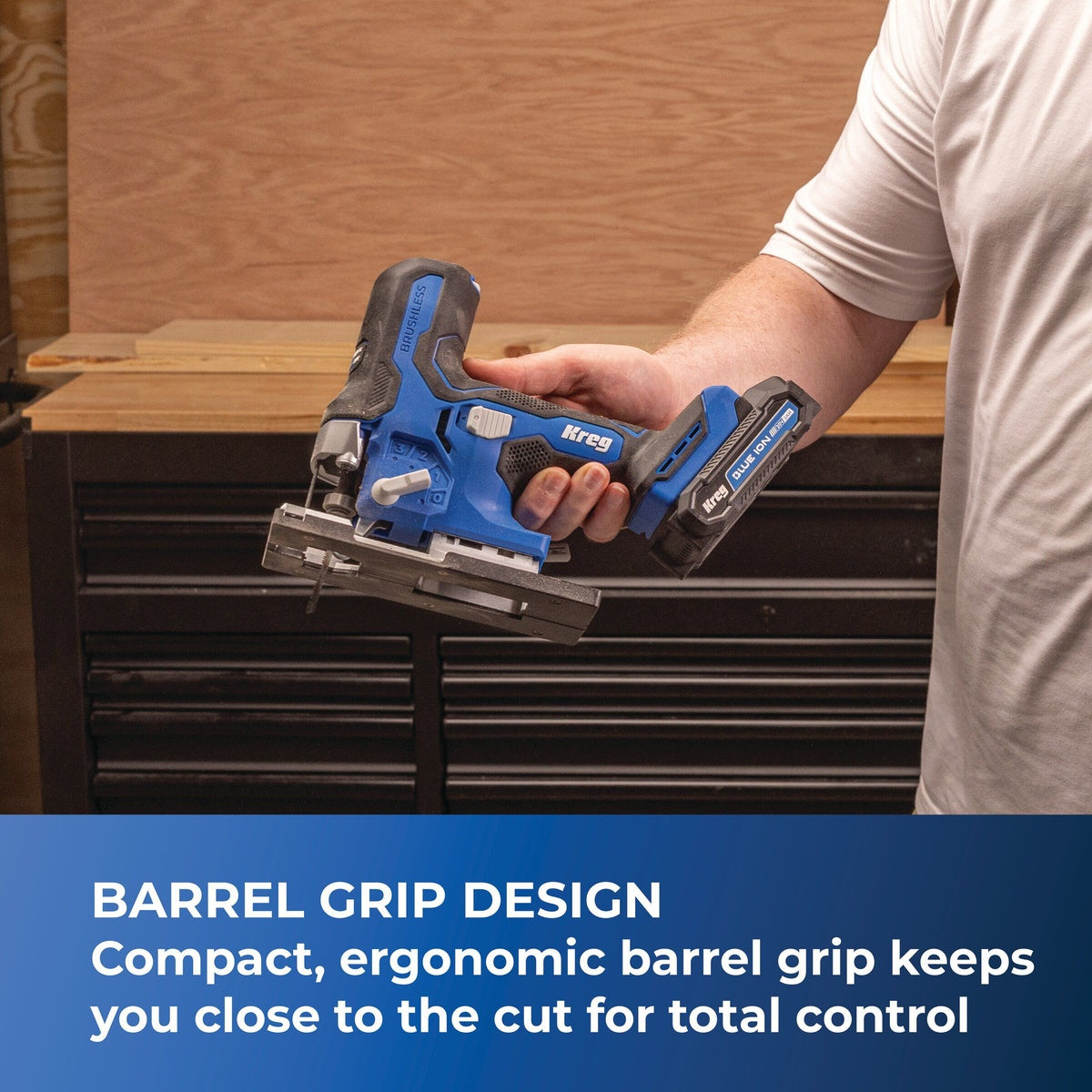 Kreg 20V Ionic Drive Brushless Barrel Grip Jigsaw, Tool Only (KPTJS100A)