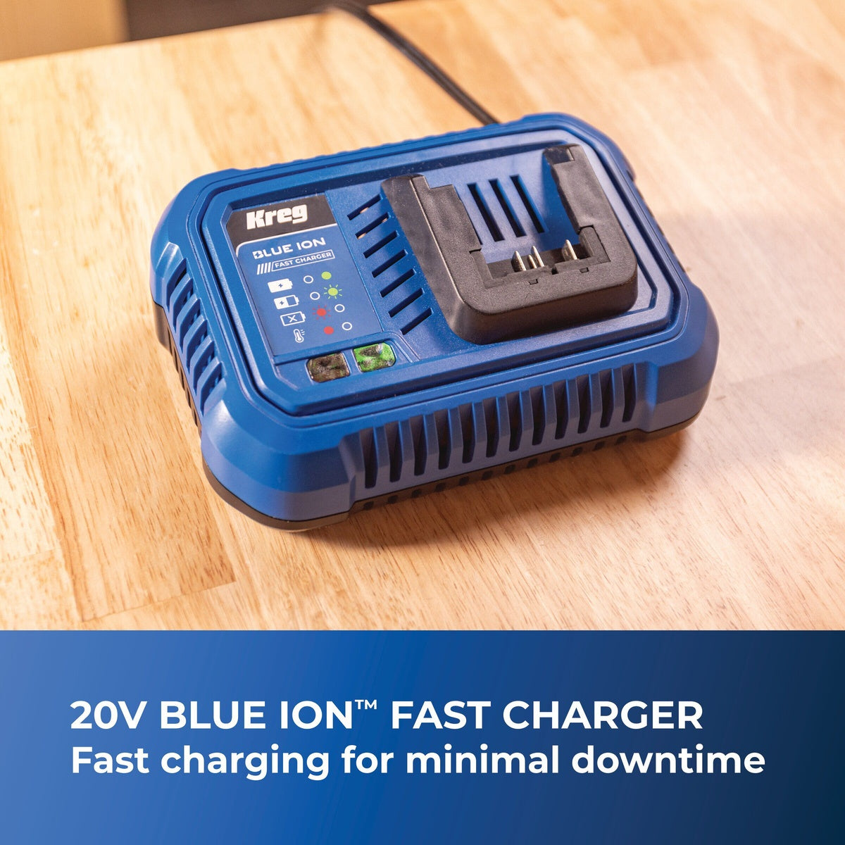 Kreg Tool 20V Blue Ion Corded Fast Battery Charger for Blue Ion Batteries (CRGR401A)