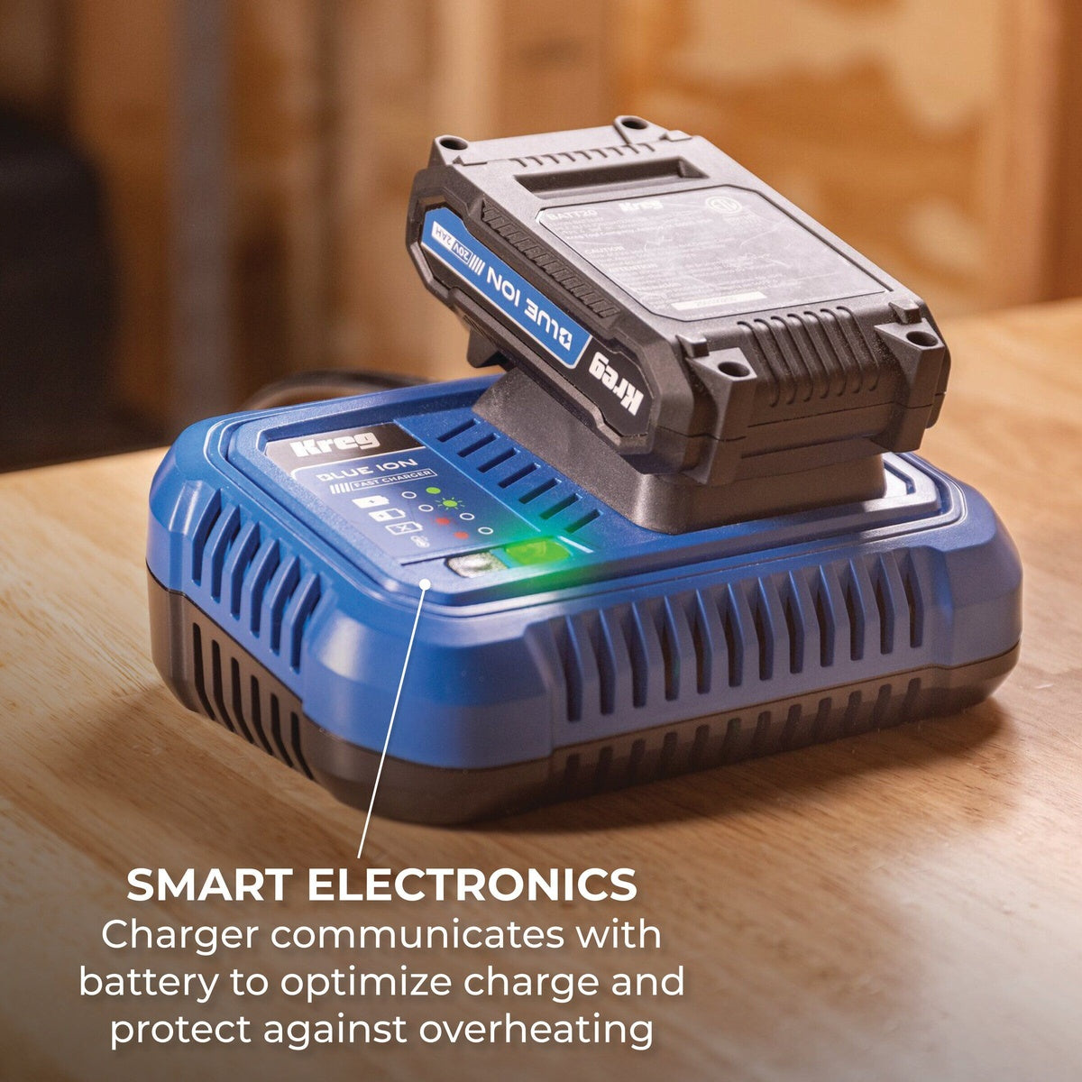 Kreg Tool 20V Blue Ion Corded Fast Battery Charger for Blue Ion Batteries (CRGR401A)