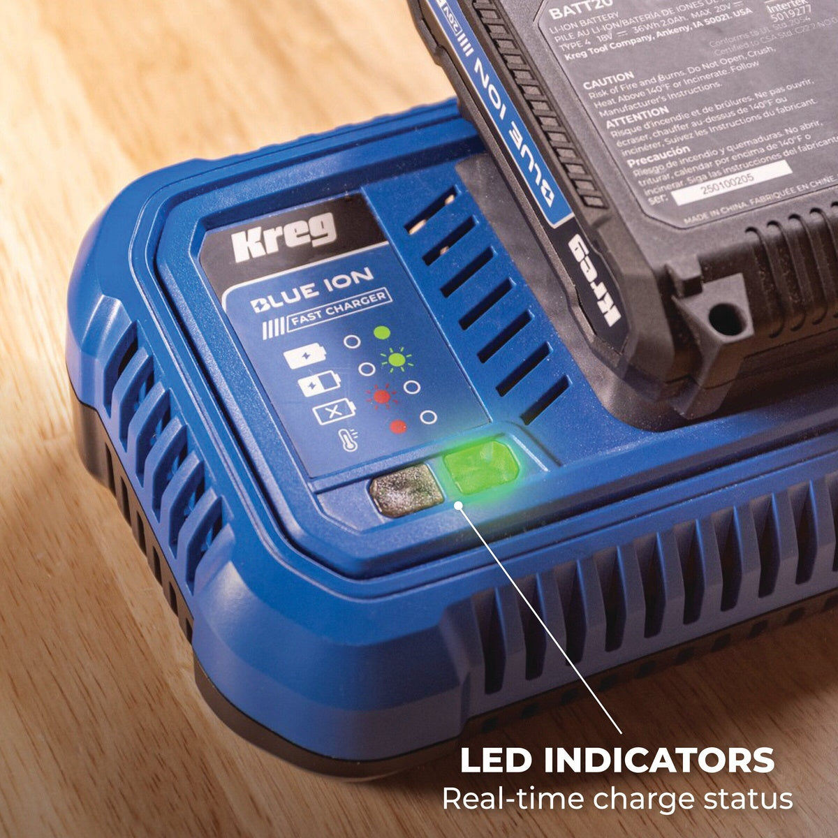Kreg Tool 20V Blue Ion Corded Fast Battery Charger for Blue Ion Batteries (CRGR401A)
