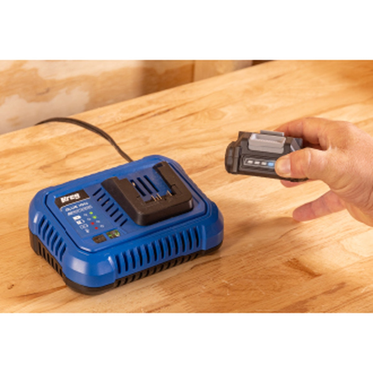 Kreg Tool 20V Blue Ion Corded Fast Battery Charger for Blue Ion Batteries (CRGR401A)