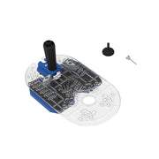 Kreg KRTBP150 Trim Router Edge Guide accessory with clear base, ergonomic handle, and circle-cutting hardware for woodworking router setup on a bench