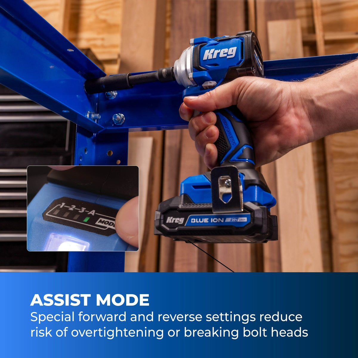 Kreg 20V Ionic Drive 3/8-in. Cordless Compact Impact Wrench, Tool Only (KPTCWR375B)