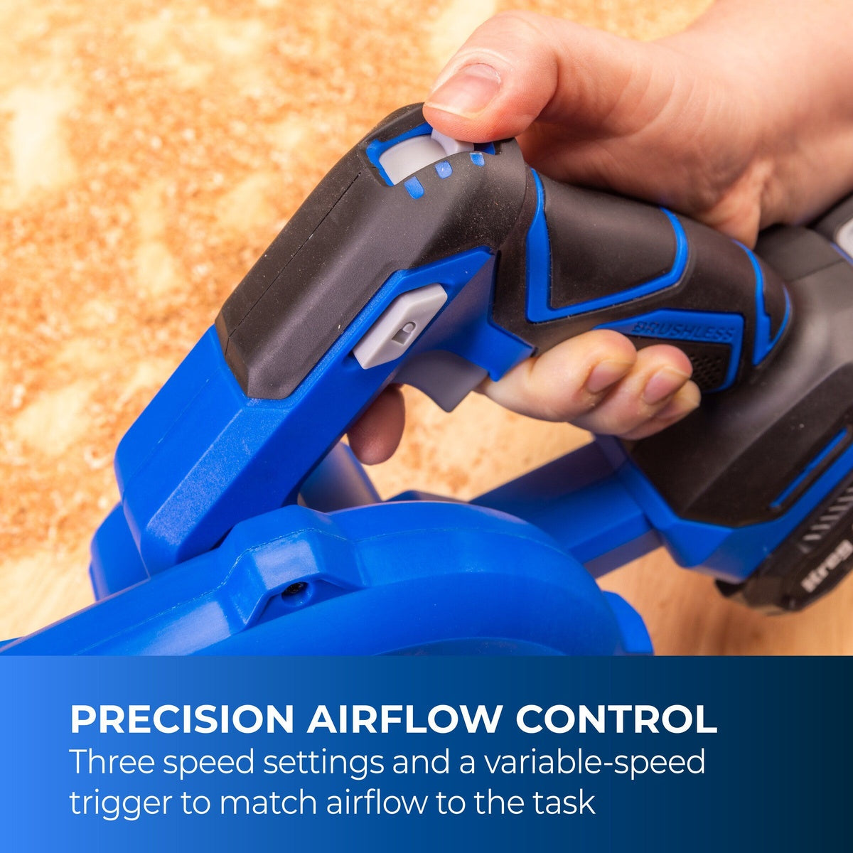 Kreg 20V Cordless 200 MPH Shop Blower Tool Only with Nozzles (KPTCB100B) w/ (1) 20V Blue Ion 2.0Ah Battery and Charger